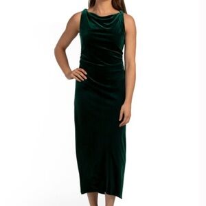 NWT‎ TAYLOR Cowl Neck Sleeveless Velvet Dress Green Formal Holiday Sz 16